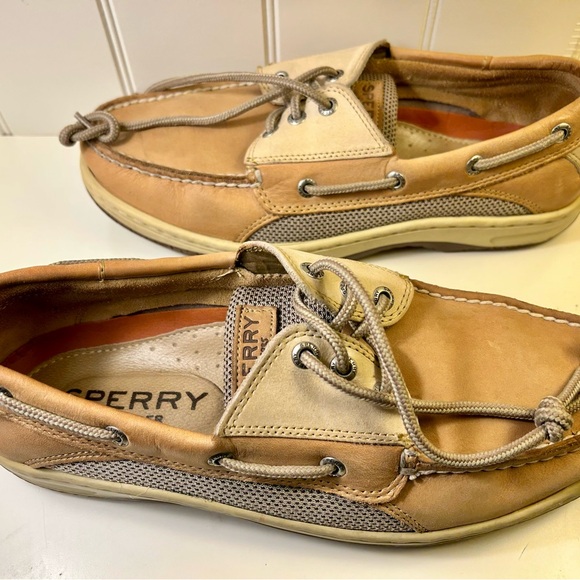 Sperry Tan Boat Shoes Classic Style Moccasin Stitching - Picture 2 of 6